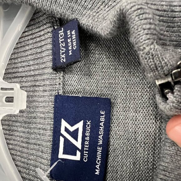 Cutter & Buck Men's 1/4 Zip Pullover Sweater Gray Long Sleeve Size 2XL Tall - Picture 8 of 9